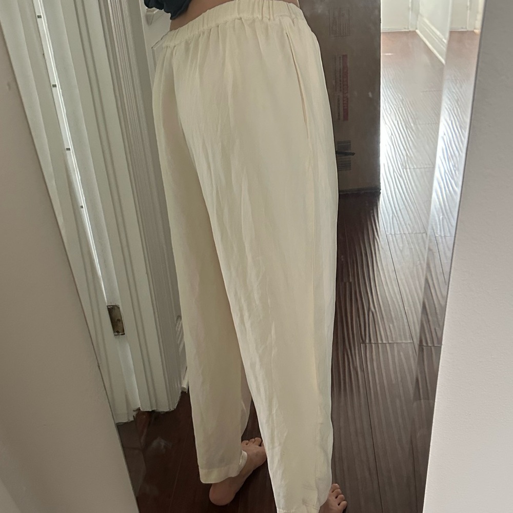 Vintage Mel & Lisa Cream 100% Silk Pants Trousers Medium ivory - Picture 4 of 4